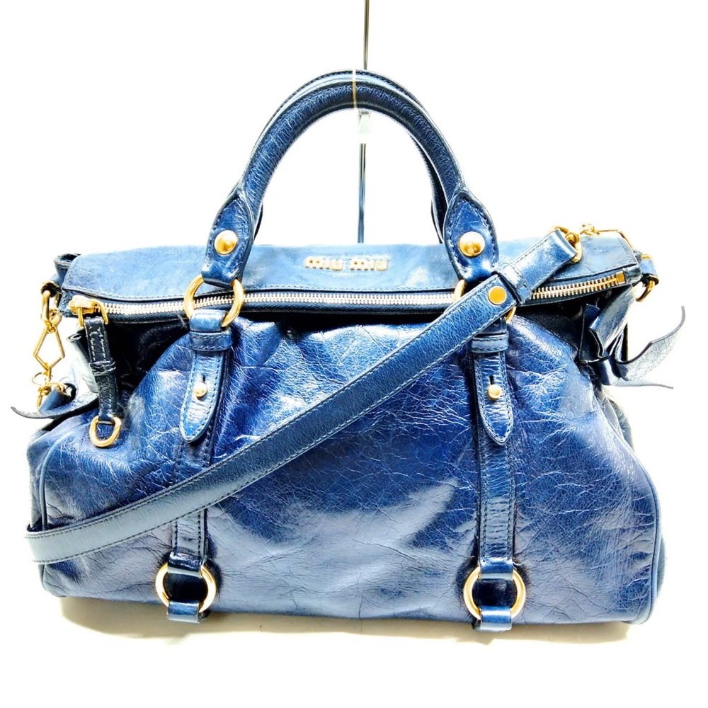 Miu Miu Hand Bag  Navy Blue Leather